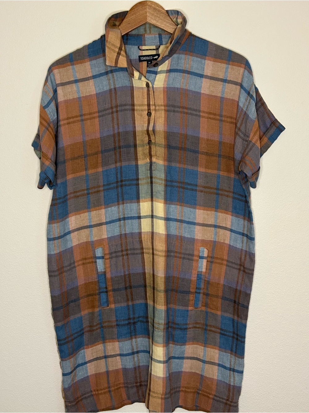 Toad & Co Plaid Shirt Dress - Size Medium - Cozy Flannel Cabincore